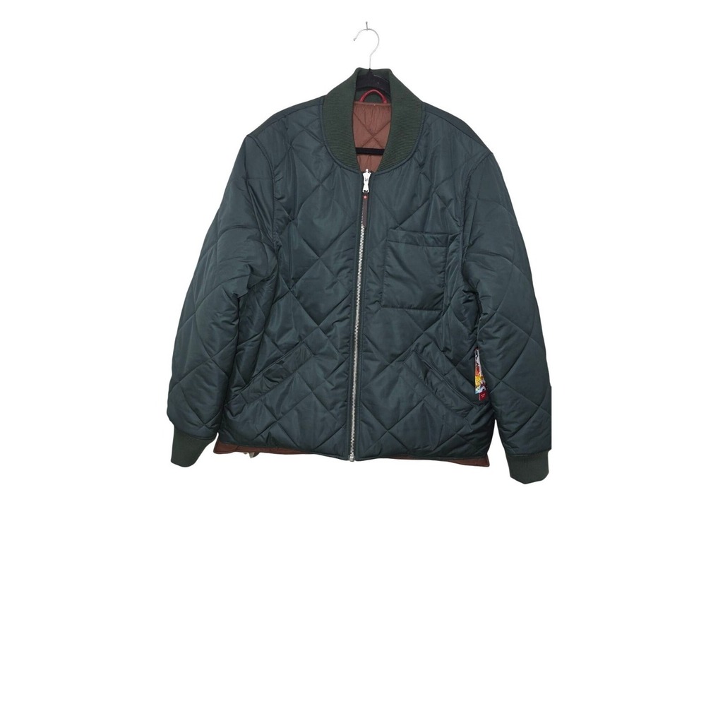 NWT Robert Graham Men's Reversible Quilted Jacket Green/Brown Full-Zip Closure S